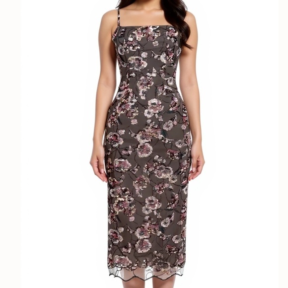 Dress The Population -  New! Josselyn Beaded Floral Dress - Picture 1 of 14